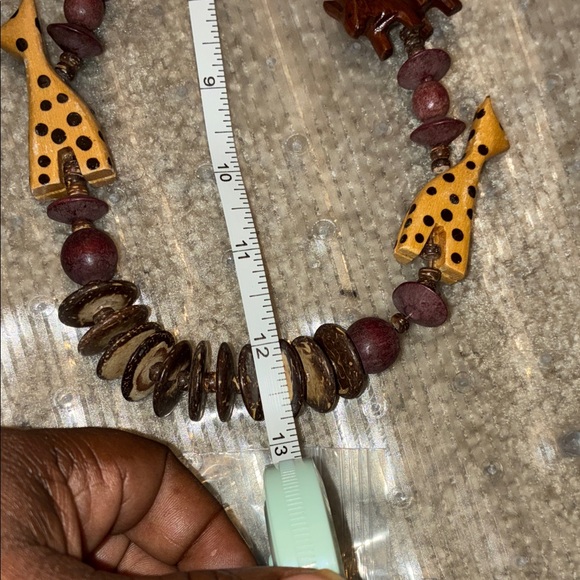 Handcrafted Giraffe Pendant Necklace - Brown and Yellow wool Necklace EUC - Picture 6 of 6